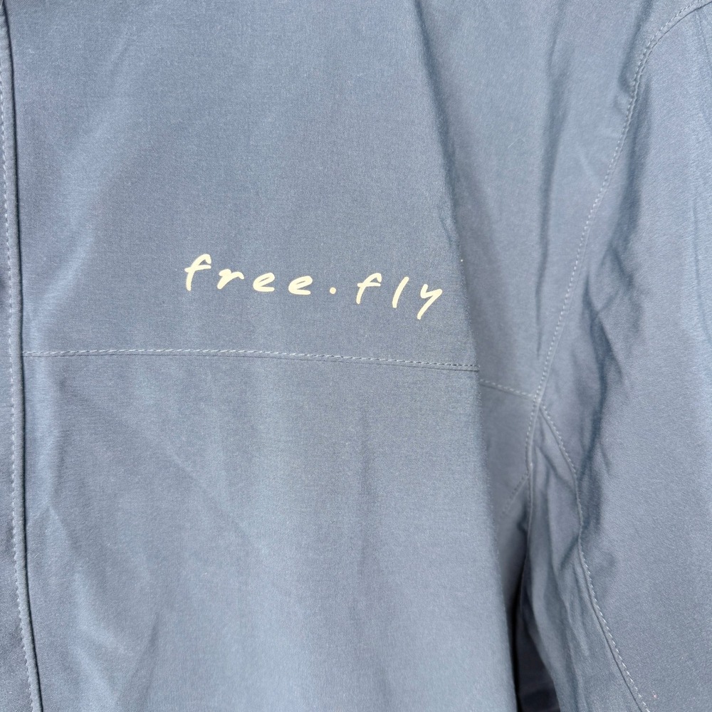 Free Fly Hooded Jacket Mens Large Blue Bamboo Blend Performance Windbreaker - Picture 11 of 12